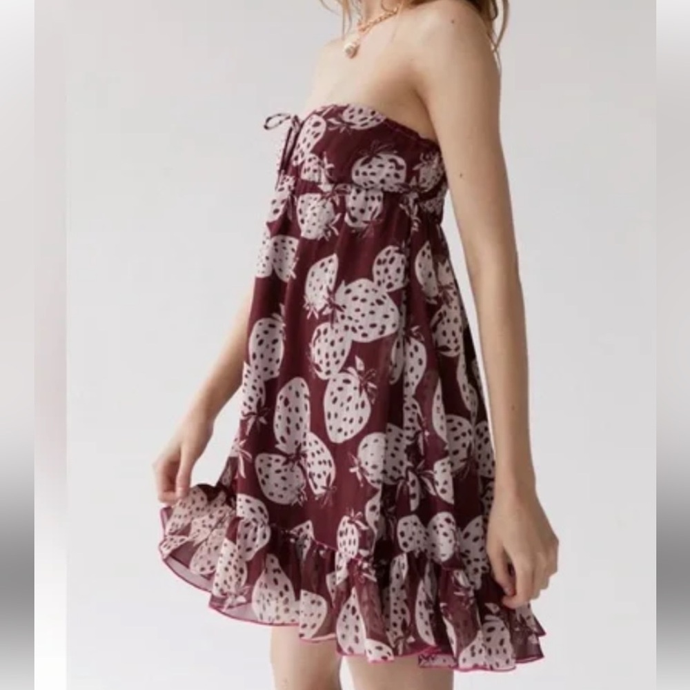 Urban Outfitters Ruby Red Strawberry Chiffon Mini Dress
